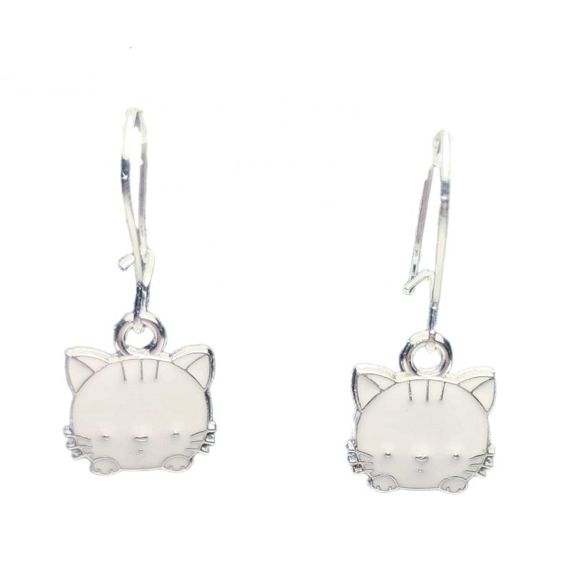 KOLCZYKI FUN BIAŁO SREBRNE HELLO KITTY (271)