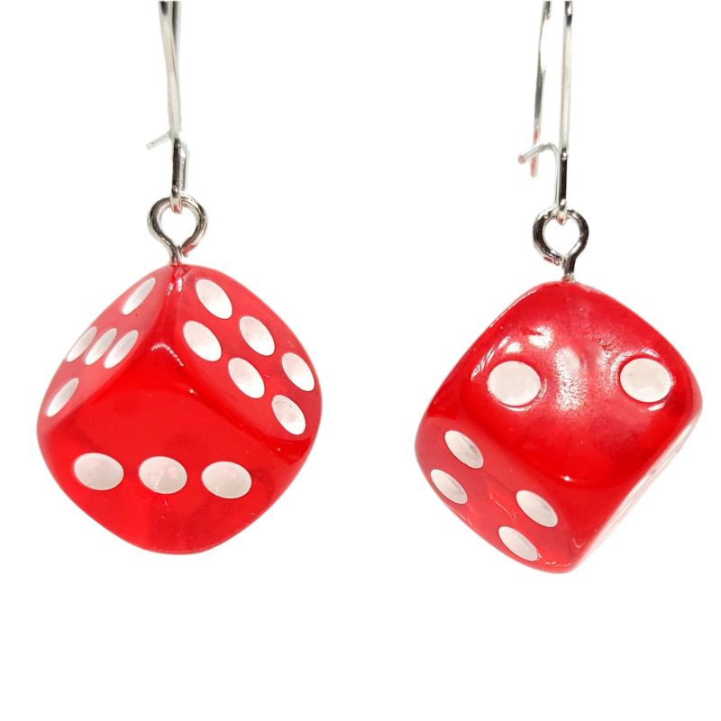 KOLCZYKI FUN GRY KOSTKI DO GRY CZERWONE (253)