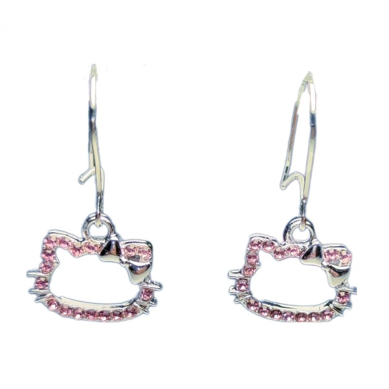 KOLCZYKI FUN RÓŻ CYRKONIE SREBRO HELLO KITTY (272)