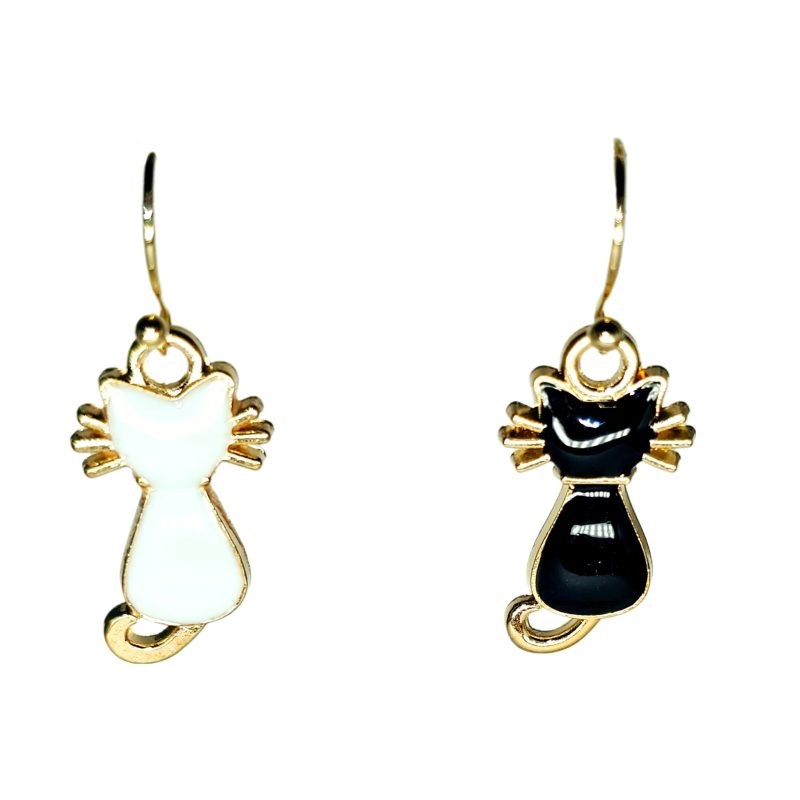 KOLCZYKI FUN KOTY BIAŁY I CZARNY KOT 04 (285)