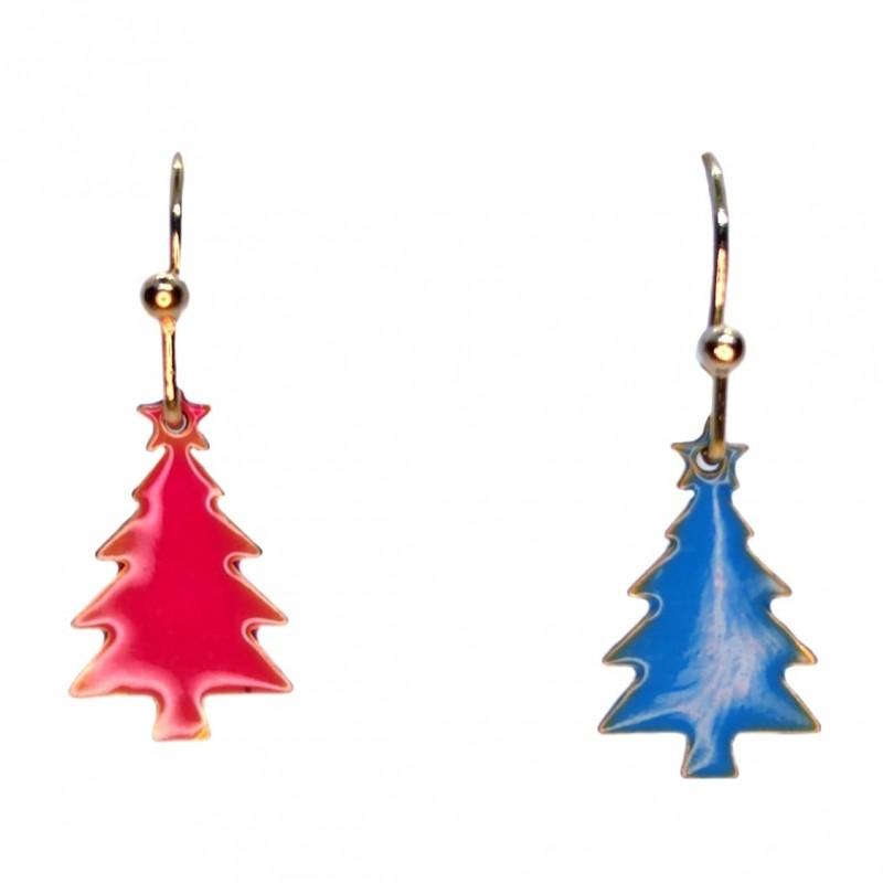 KOLCZYKI FUN IDĄ ŚWIĘTA MINI MINI RÓŻ-NIEB CHOINKI (BN027)