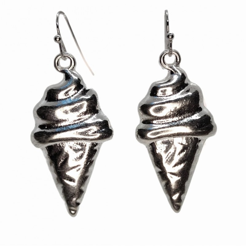 KOLCZYKI FUN LODY W WAFELKU KOLOR SREBRNY (289)