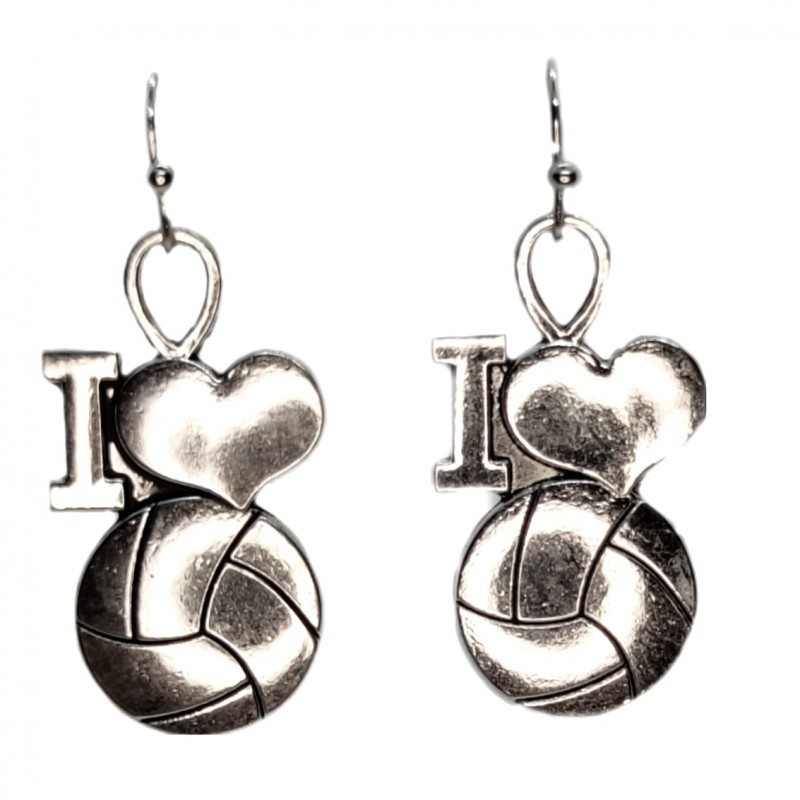 KOLCZYKI FUN SPORT SIATKÓWKA I LOVE KOLOR SREBRNY (290)