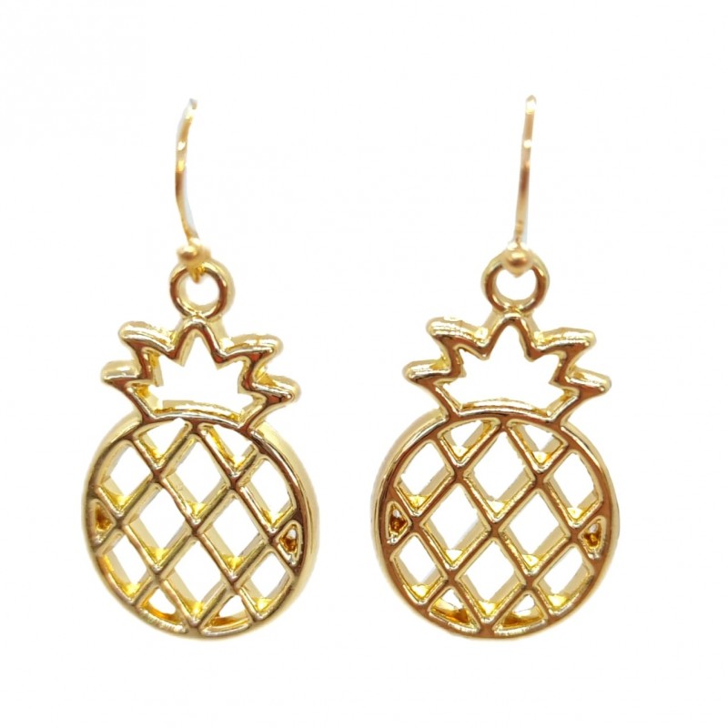 KOLCZYKI FUN OWOCE ZŁOTE ANANASY (048)
