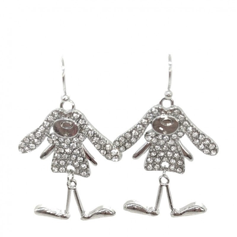 KOLCZYKI FUN TAŃCZĄCE ZAJĄCE Z CYRKONIAMI (097)