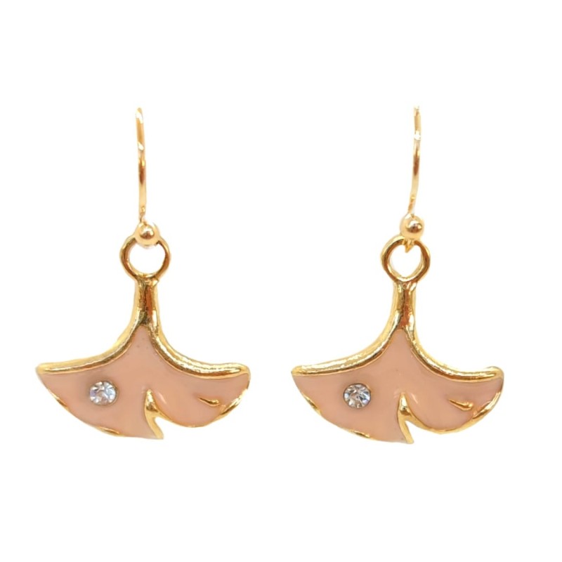 KOLCZYKI FUN KREMOWO RÓŻOWY MIŁORZĄB GINKO B (182)