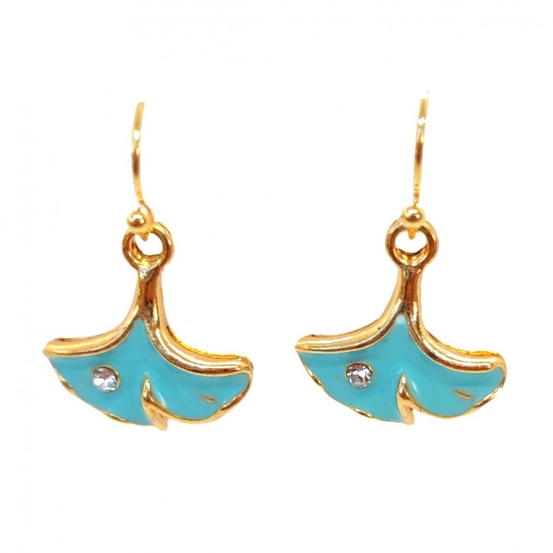 KOLCZYKI FUN BŁĘKITNY MIŁORZĄB GINKO BILOBA (182)