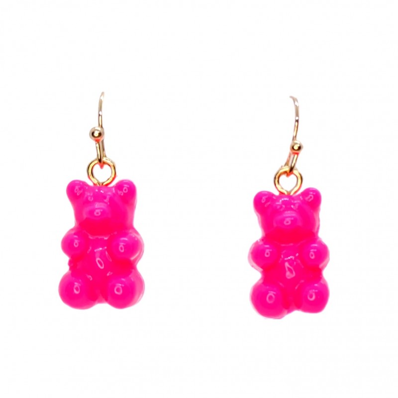 KOLCZYKI FUN SŁODKIE RÓŻOWE NEON GUMISIE (277)