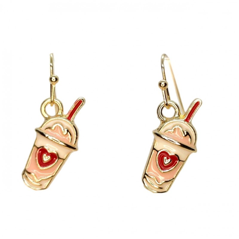 KOLCZYKI FUN DUŻY RÓŻOWY KUBEK KAWY STARBUCKS KAWA (248)