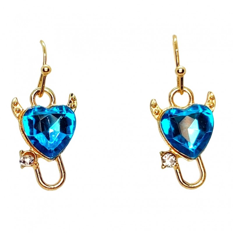 KOLCZYKI FUN SŁODKIE DIABEŁKI Z NIEBIESKĄ CYRKONIĄ (061)