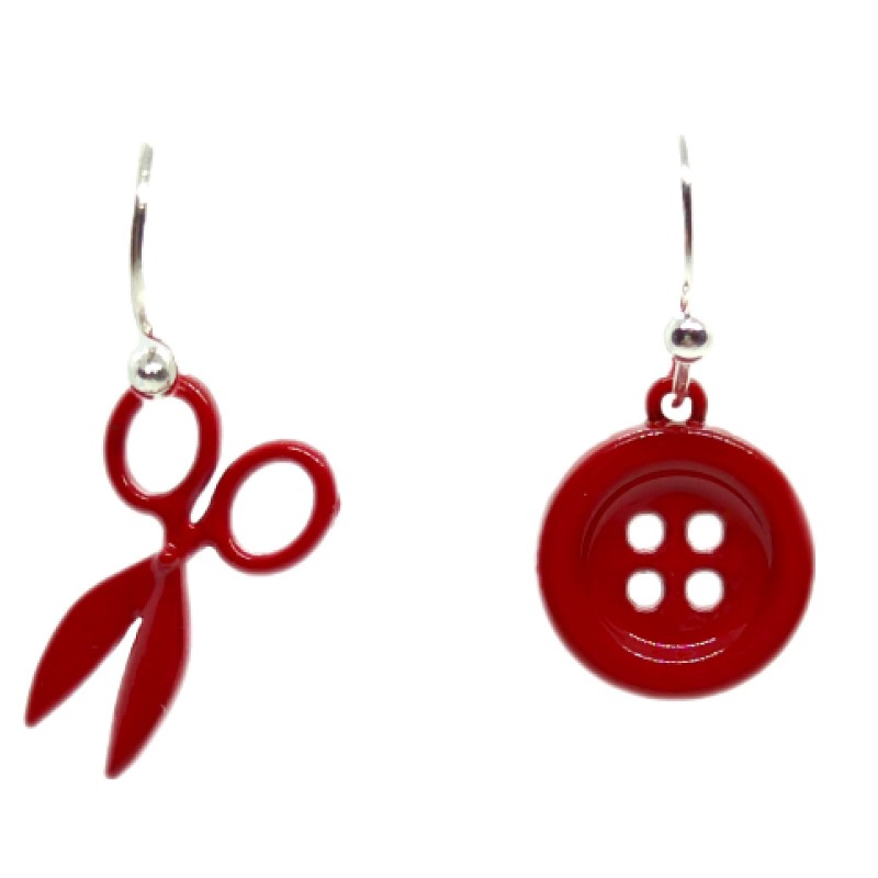 KOLCZYKI FUN HOBBY NOŻYCZKI GUZIK SZYCIE (159)