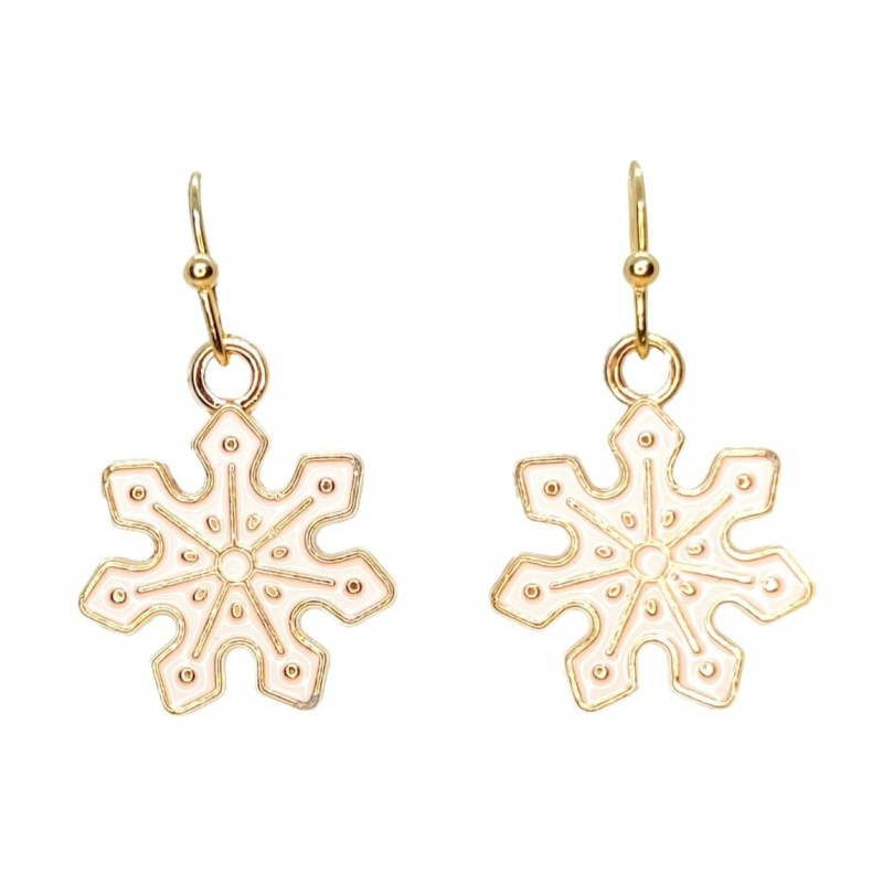 KOLCZYKI FUN IDĄ ŚWIĘTA BIAŁO-ZŁOTE ŚNIEŻYNKI (BN016)