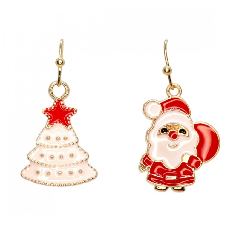 KOLCZYKI FUN IDĄ ŚWIĘTA MIKOŁAJ GWIAZDOR I BIAŁA CHOINKA (BN010)