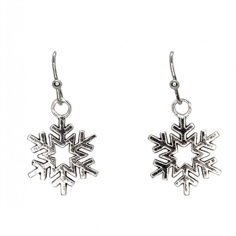 KOLCZYKI FUN IDĄ ŚWIĘTA SREBRNE AŻUROWE ŚNIEŻYNKI (BN022)