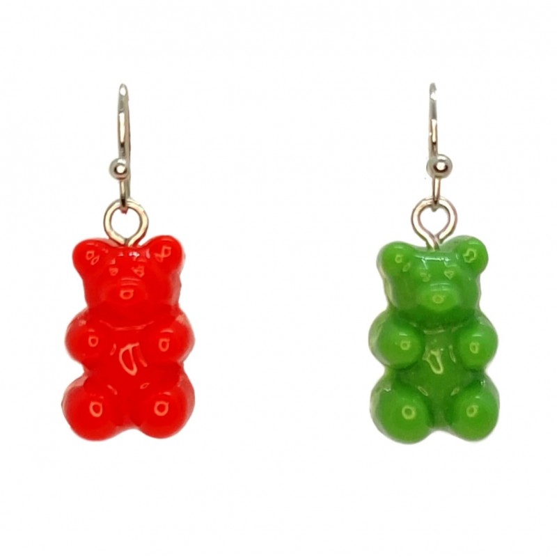 KOLCZYKI FUN IDĄ ŚWIĘTA CZERWONO-ZIELONE GUMISIE (BN003)