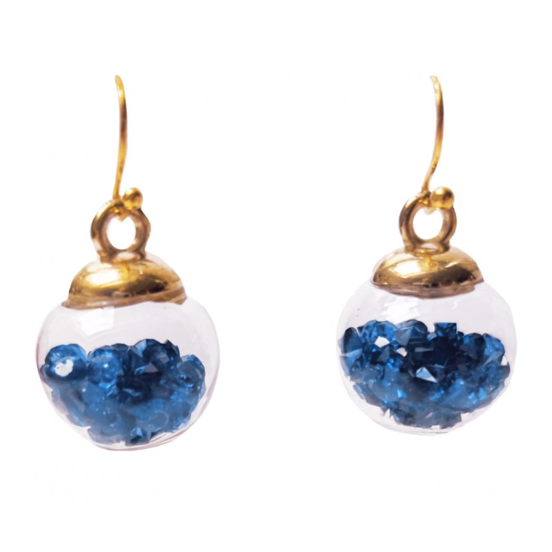 KOLCZYKI FUN KULKI Z GRANATOWYMI CYRKONIAMI