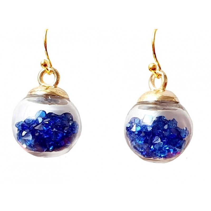 KOLCZYKI FUN KULKI Z GRANATOWYMI GWIAZDKAMI