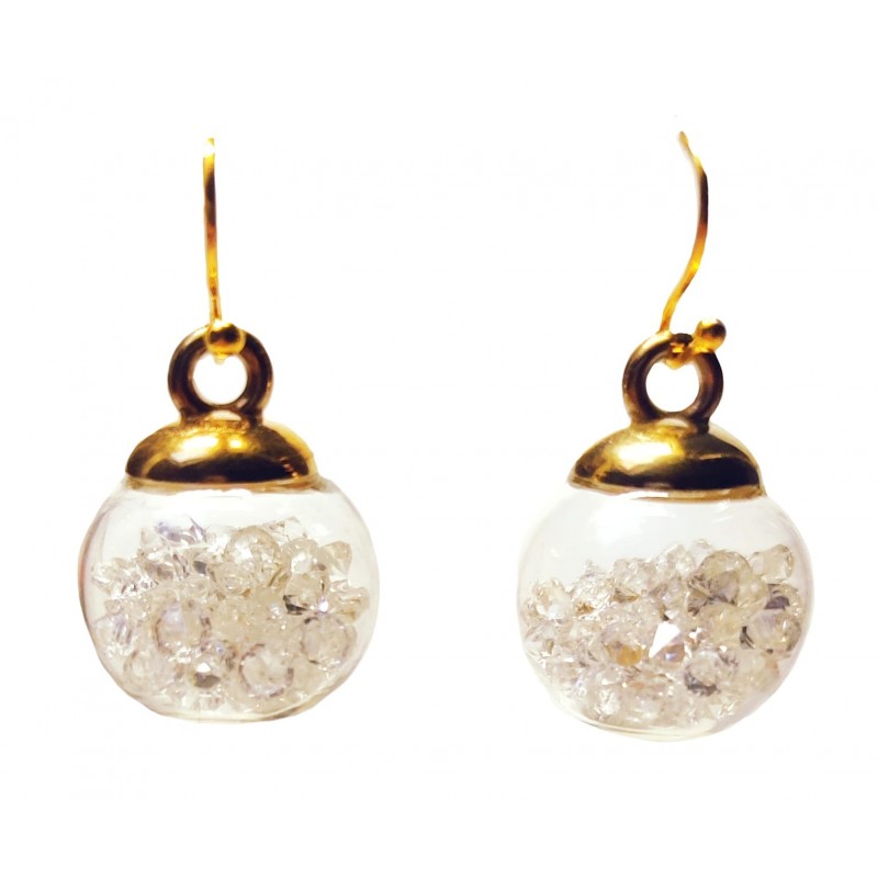 KOLCZYKI FUN KULKI Z PRZEZROCZYSTYMI CYRKONIAMI