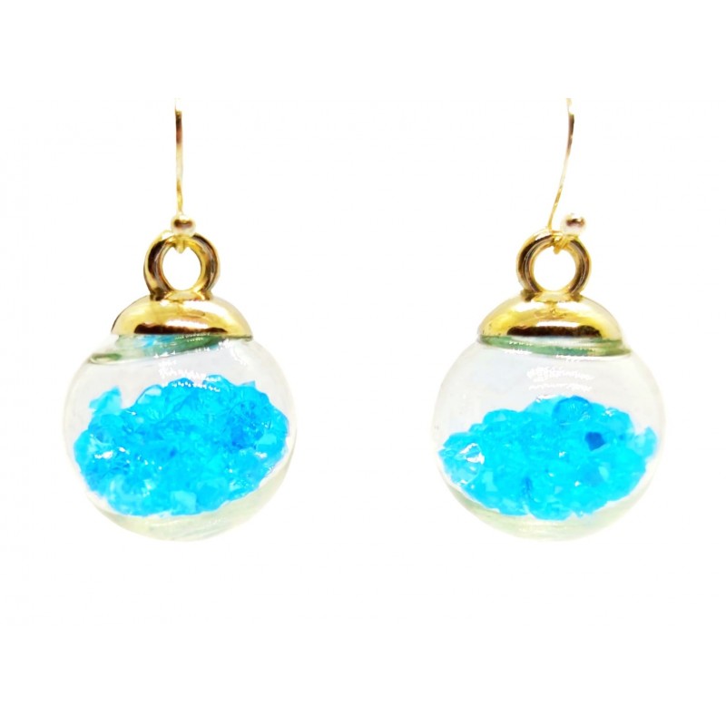 KOLCZYKI FUN KULKI Z TURKUSOWYMI CYRKONIAMI