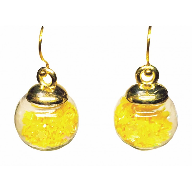 KOLCZYKI FUN KULKI Z ŻÓŁTYMI GWIAZDKAMI