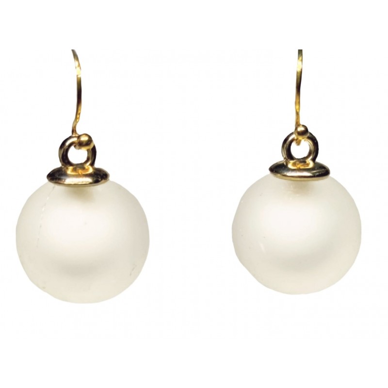 KOLCZYKI FUN MATOWE KULKI Z BIAŁYM ŚRODKIEM