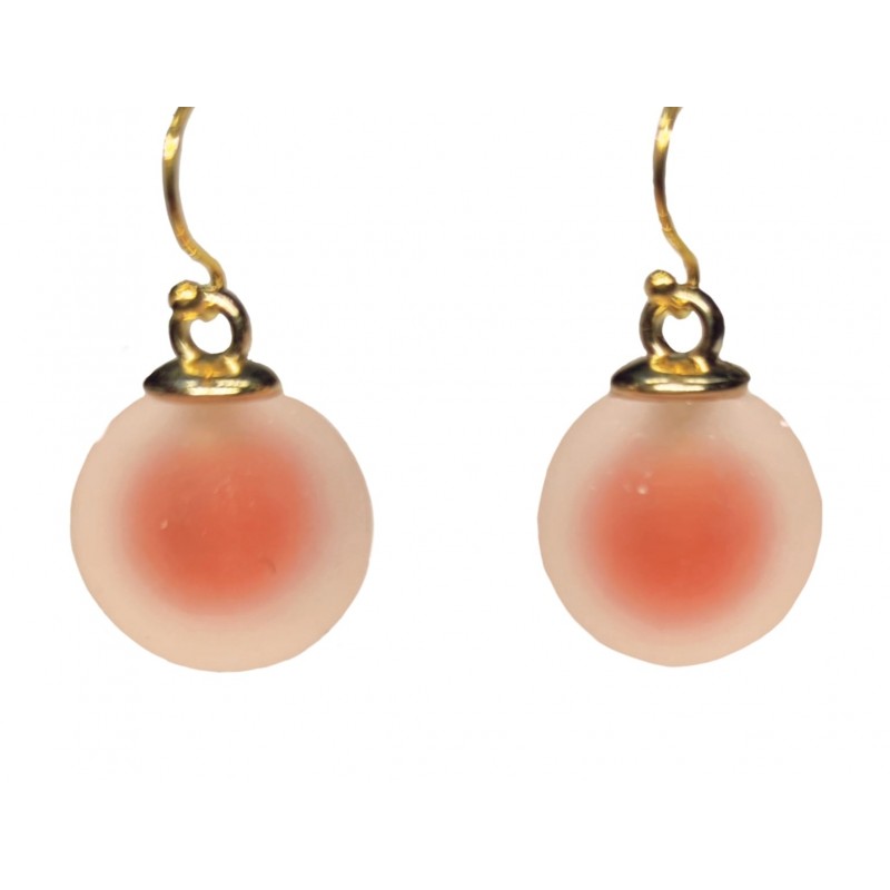 KOLCZYKI FUN MATOWE KULKI Z CZERWONYM ŚRODKIEM