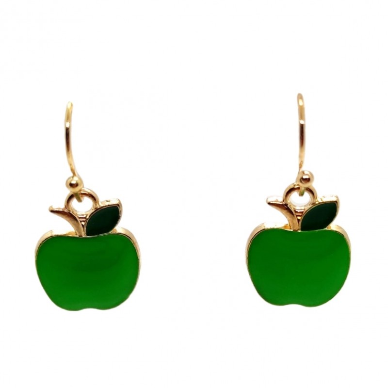 KOLCZYKI FUN MINI ZIELONE JABŁUSZKA JABŁKA (025)