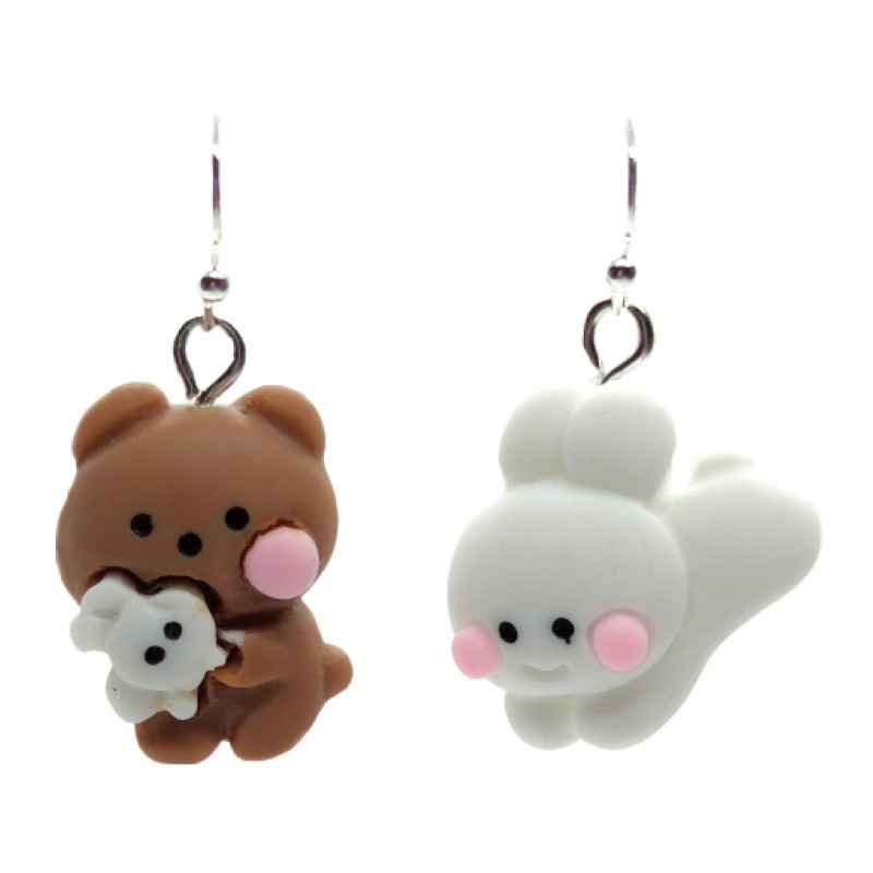 KOLCZYKI FUN MIŚ Z KRÓLICZKIEM BIAŁY KRÓLIK (171)