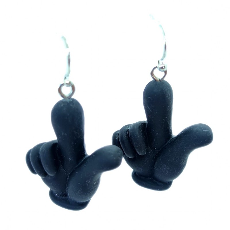 KOLCZYKI FUN MYSZKA MIKI CZARNA ŁAPA ŁAPKA (044)