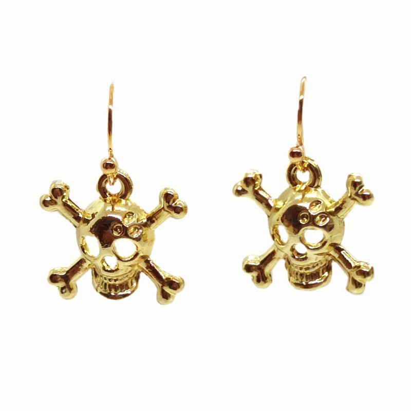 KOLCZYKI FUN PIRACKA CZASZKA KOLOR ZŁOTY (134)