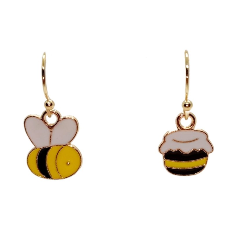 KOLCZYKI FUN PSZCZOŁA I MIODEK ŻÓŁTO-ZŁOTE MINI (009)
