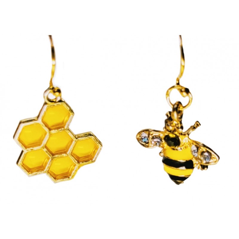 KOLCZYKI FUN PSZCZOŁA I MIODEK ŻÓŁTO-ZŁOTE (078)