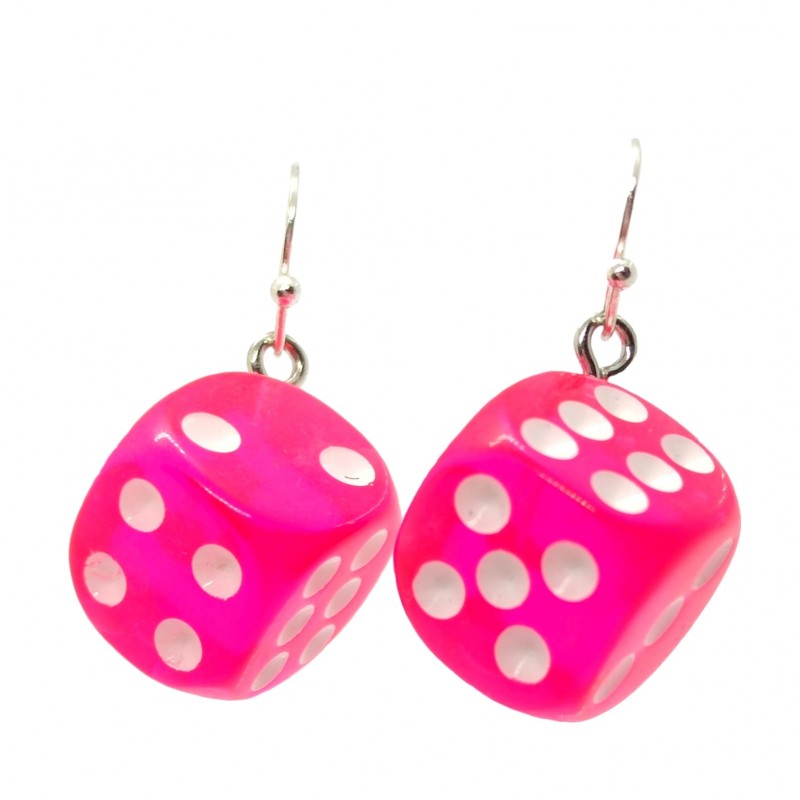 KOLCZYKI FUN RÓŻOWE KOSTKI DO GRY (021)