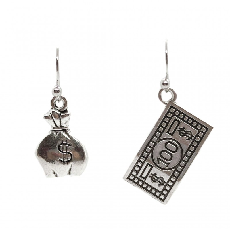 KOLCZYKI FUN SAKIEWKA I BANKNOT DOLARY KASA (109)