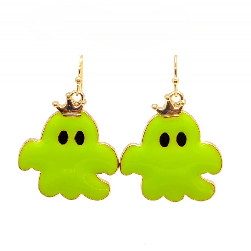 KOLCZYKI FUN STRASZNE ZIELONE DUSZKI Z KORONĄ (228)