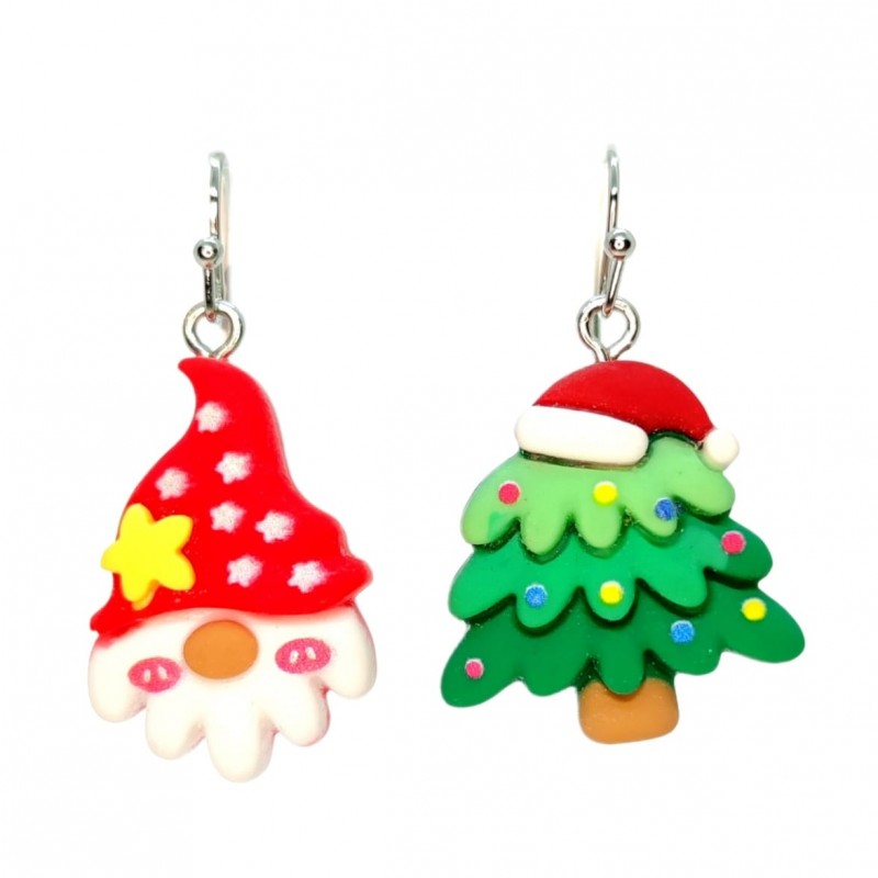 KOLCZYKI FUN IDĄ ŚWIĘTA MIKOŁAJ GWIAZDOR I PIĘKNA CHOINKA (BN007)