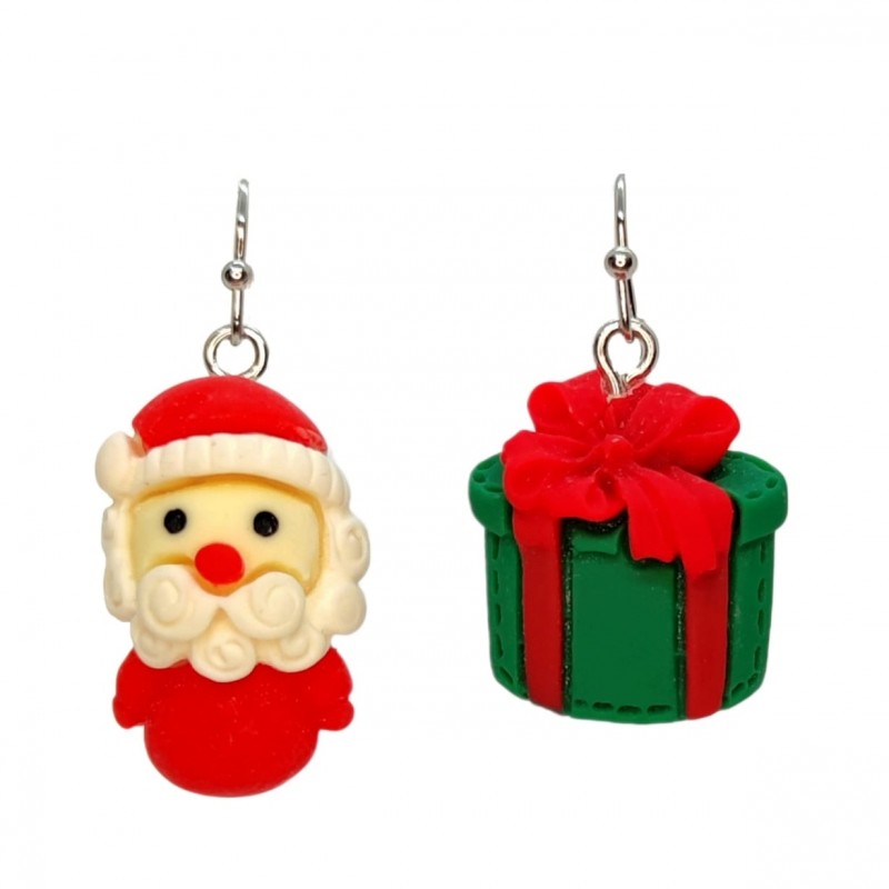 KOLCZYKI FUN IDĄ ŚWIĘTA MIKOŁAJ GWIAZDOR I WIELKI PREZENT (BN008)