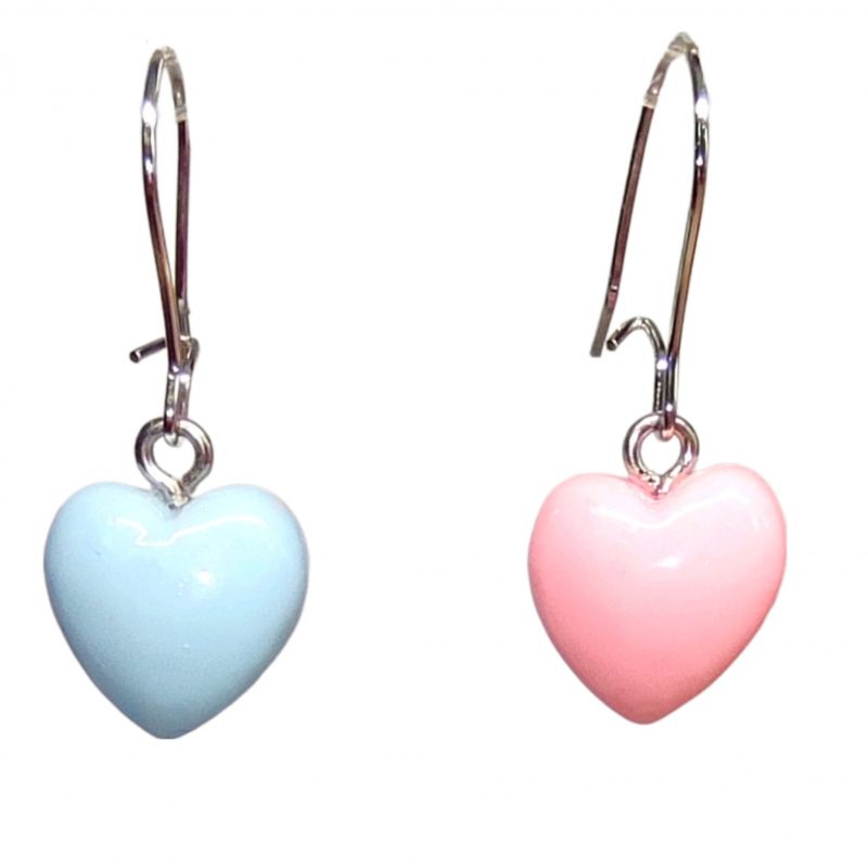 KOLCZYKI FUN PASTELOWE SERCA RÓŻ BŁĘKIT (027)