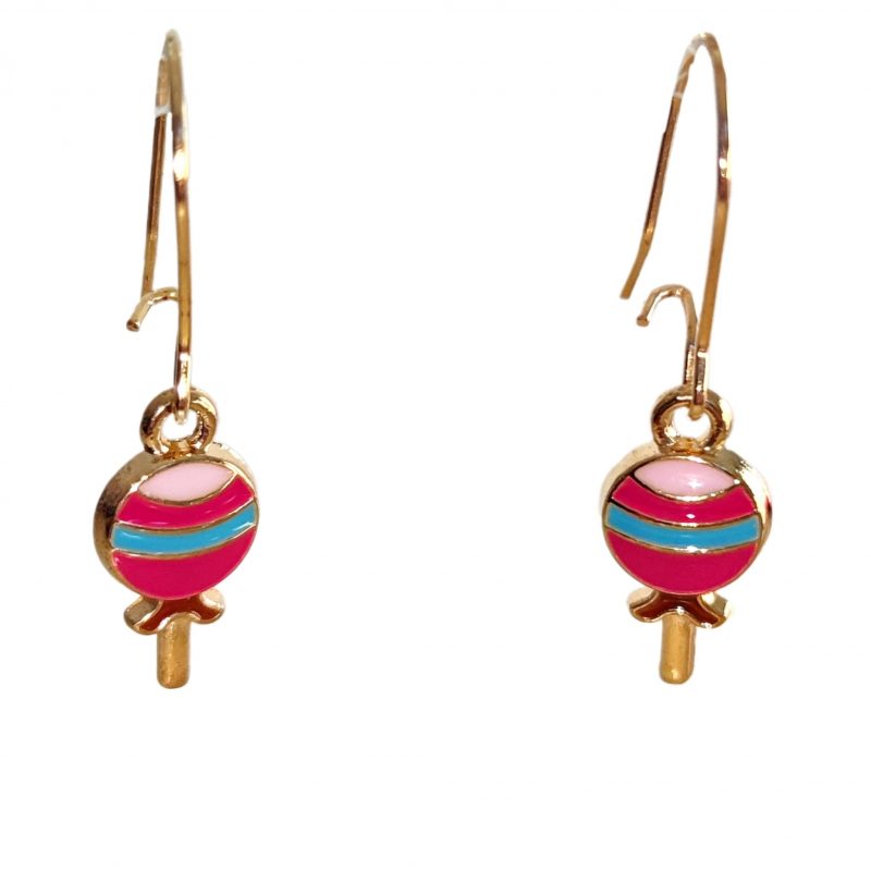 KOLCZYKI FUN MINI LIZACZKI RÓŻ TURKUS (275)