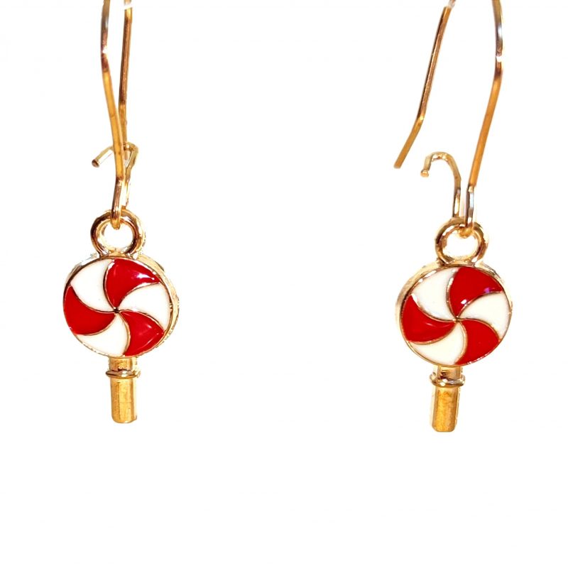 KOLCZYKI FUN MINI LIZACZKI BIAŁO CZERWONE (284)