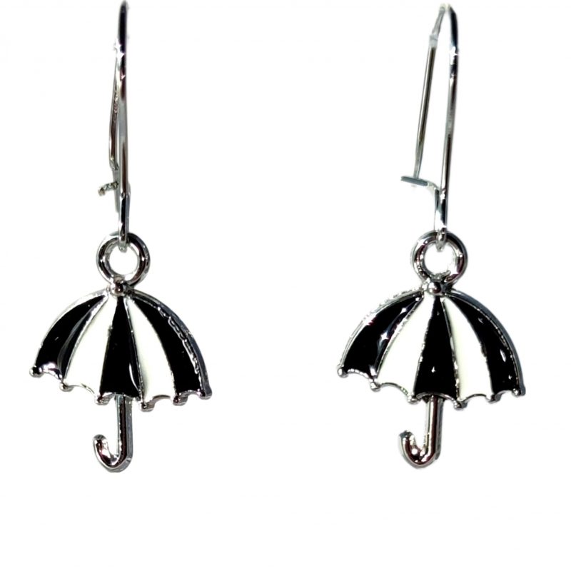 KOLCZYKI FUN CZARNO-BIAŁE PARASOLKI (309)