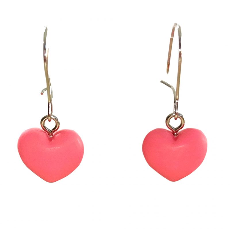 KOLCZYKI FUN PASTELOWE SERCA CZERWONO-RÓŻOWE (220)