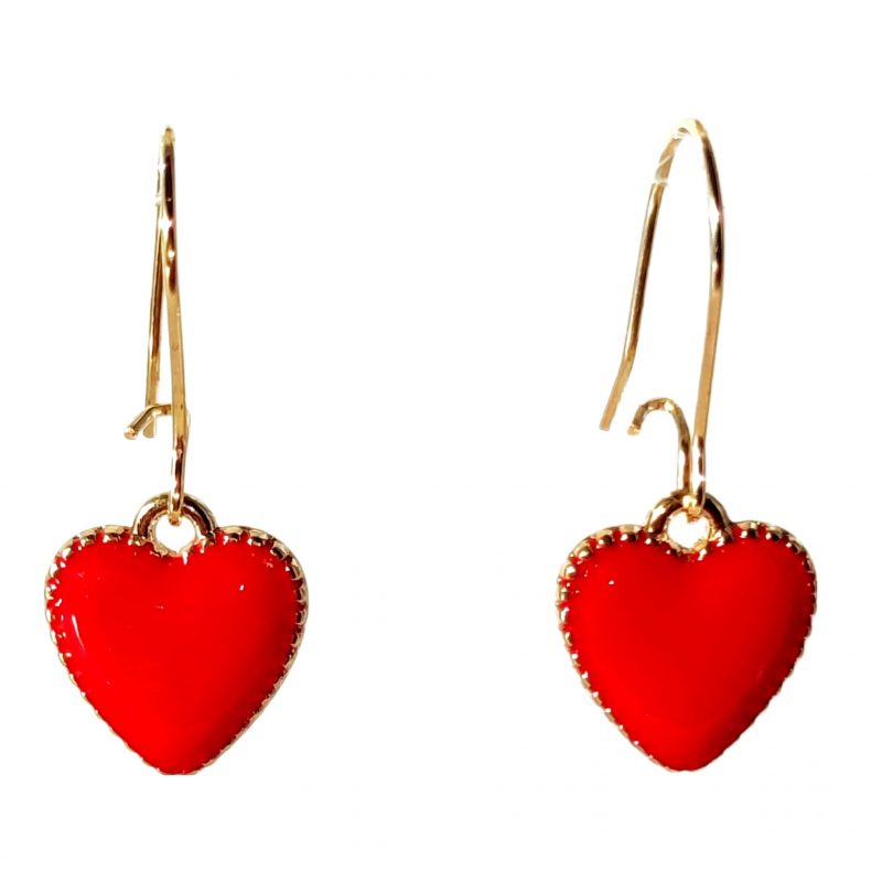 KOLCZYKI FUN KLASYCZNE CZERWONE SERDUSZKA (084)