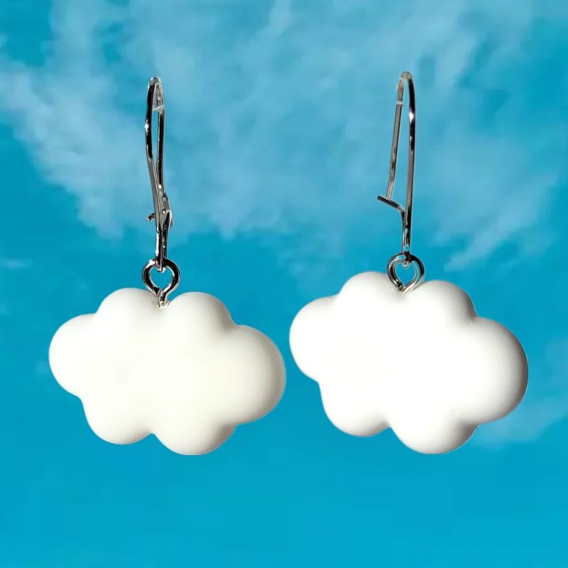 KOLCZYKI FUN BIAŁE PUCHATE CHMURKI (122)