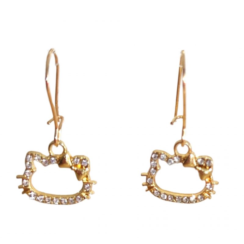 KOLCZYKI FUN BIEL CYRKONIE ZŁOTO HELLO KITTY (081)