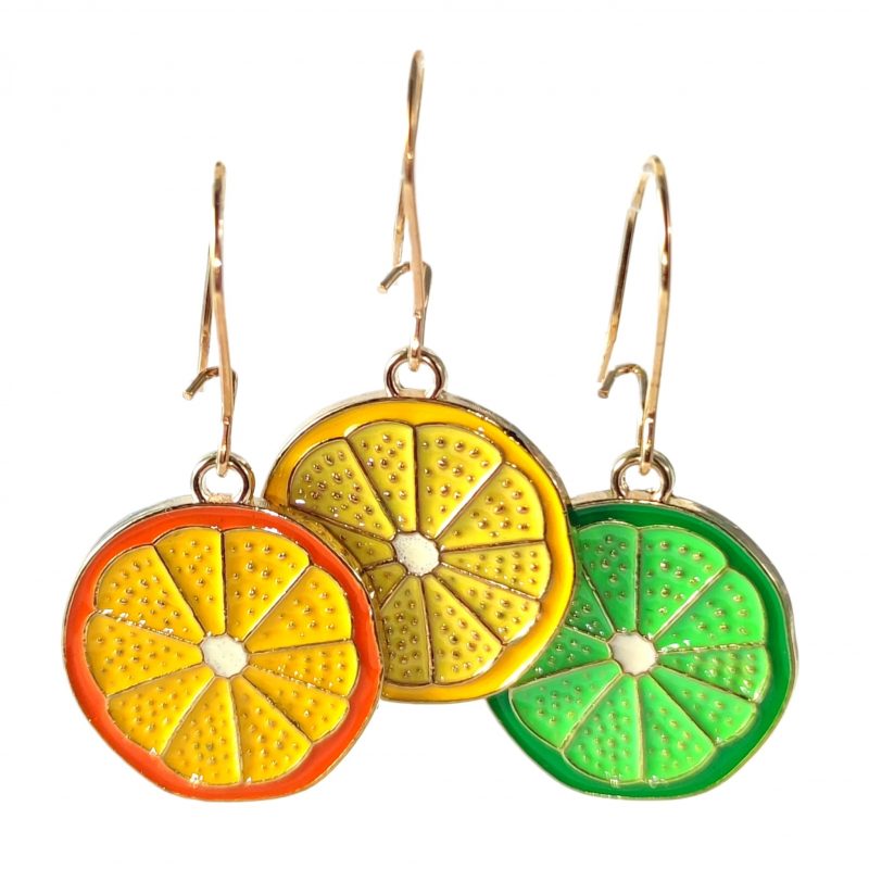 KOLCZYKI FUN 3 CYTRUSY CYTRYNA POM LIMONKA (321)