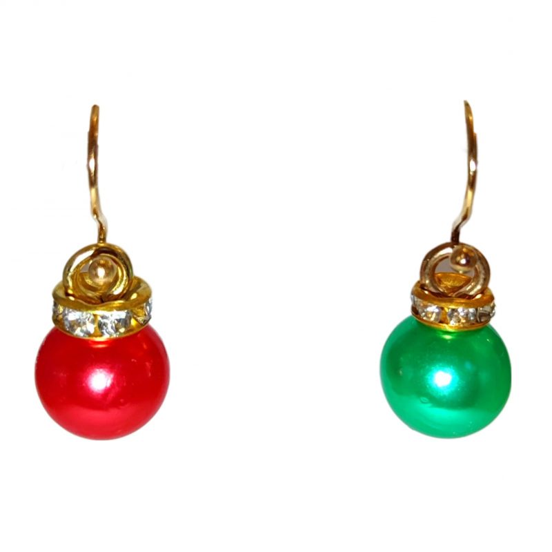 KOLCZYKI FUN IDĄ ŚWIĘTA BOMBKI 3D CZERW ZIEL (BN031)