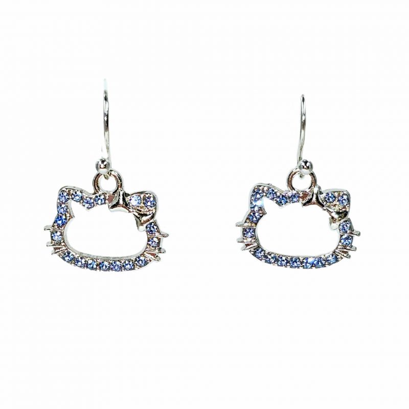 KOLCZYKI FUN BŁĘKIT CYRKONIE SREBRO HELLO KITTY (046)