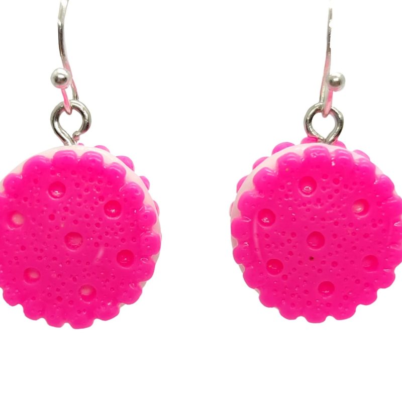 KOLCZYKI FUN CIASTKA MARKIZY Z KREMEM CIEMNY RÓŻ (001)