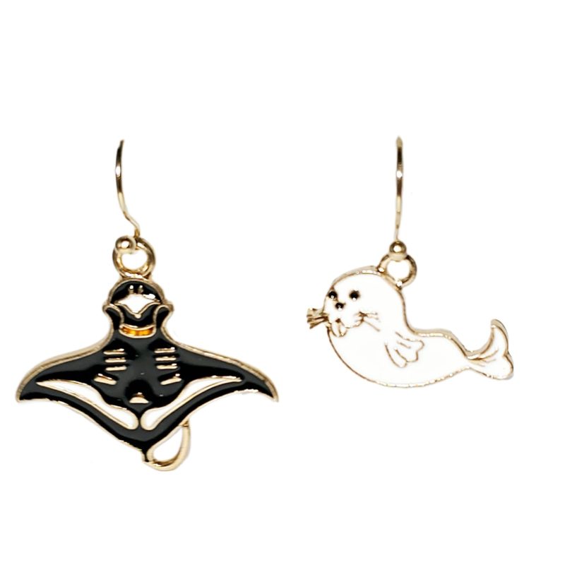 KOLCZYKI FUN MORSKIE KLIMATY FOKA I PŁASZCZKA (227)